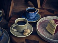 Blue Terra Porcelain Cups and Saucers